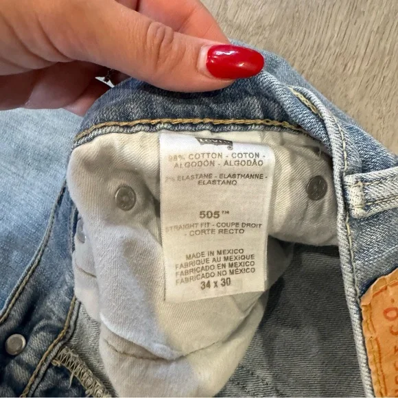 Levi's Men's 505 Original Fit 34x30 Blue Jeans 00505-2765 - Picture 6 of 7